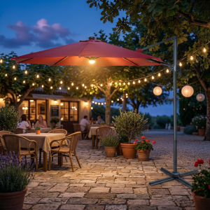 Садовый Зонт с подсветкой Luminary red, без утяжелителя