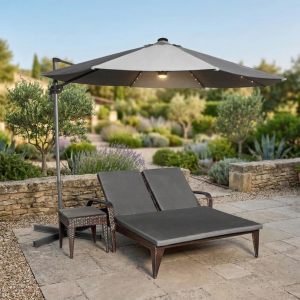 Комплект шезлонг с зонтиком Дымка