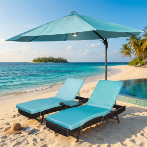 Комплект из Шезлонгов с зонтом Бирюзовый
