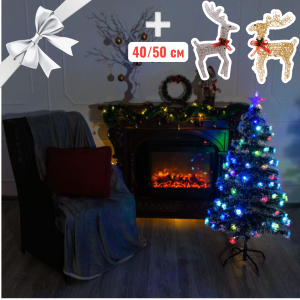 Ёлка со светодиодной подсветкой 150 см Saint +2 декоративных оленя 40/50 см на выбор