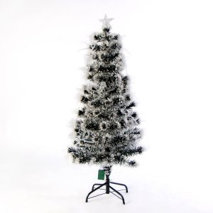 Новогодняя заснеженная ель со светодиодными бантами и оптоволокном Devouring Cold 150 см
