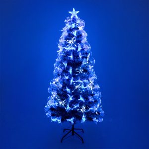 Новогодняя заснеженная ель со светодиодными бантами и оптоволокном Devouring Cold 180 см