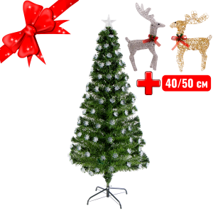 Новогодняя ель со светодиодными цветами Wanderer 120 см +2 декоративных оленя 40/50 см на выбор