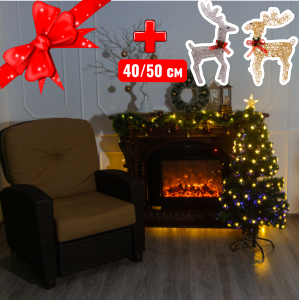 Ёлка со светодиодными звездочками 120 см Stars +2 декоративных оленя 40/50 см на выбор