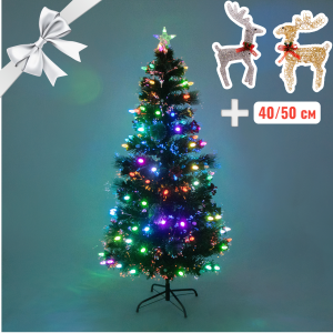 Светодиодная ель с ягодой  Stavanger 150 см +2 декоративных оленя 40/50 см на выбор