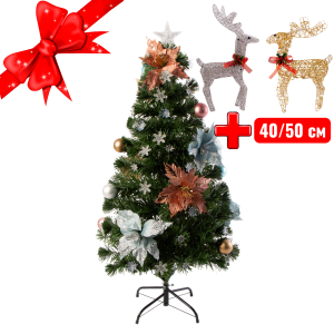 Светодиодная ель с цветами Alesund 120 см +2 декоративных оленя 40/50 см на выбор