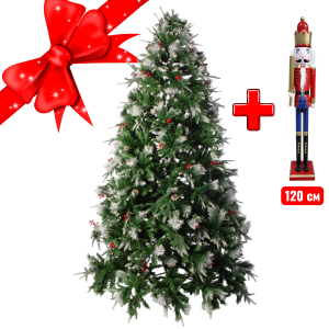 Ель со светодиодной подсветкой, комбинированная хвоя Arendal 225 см +Подарок Щелкунчик 120 см