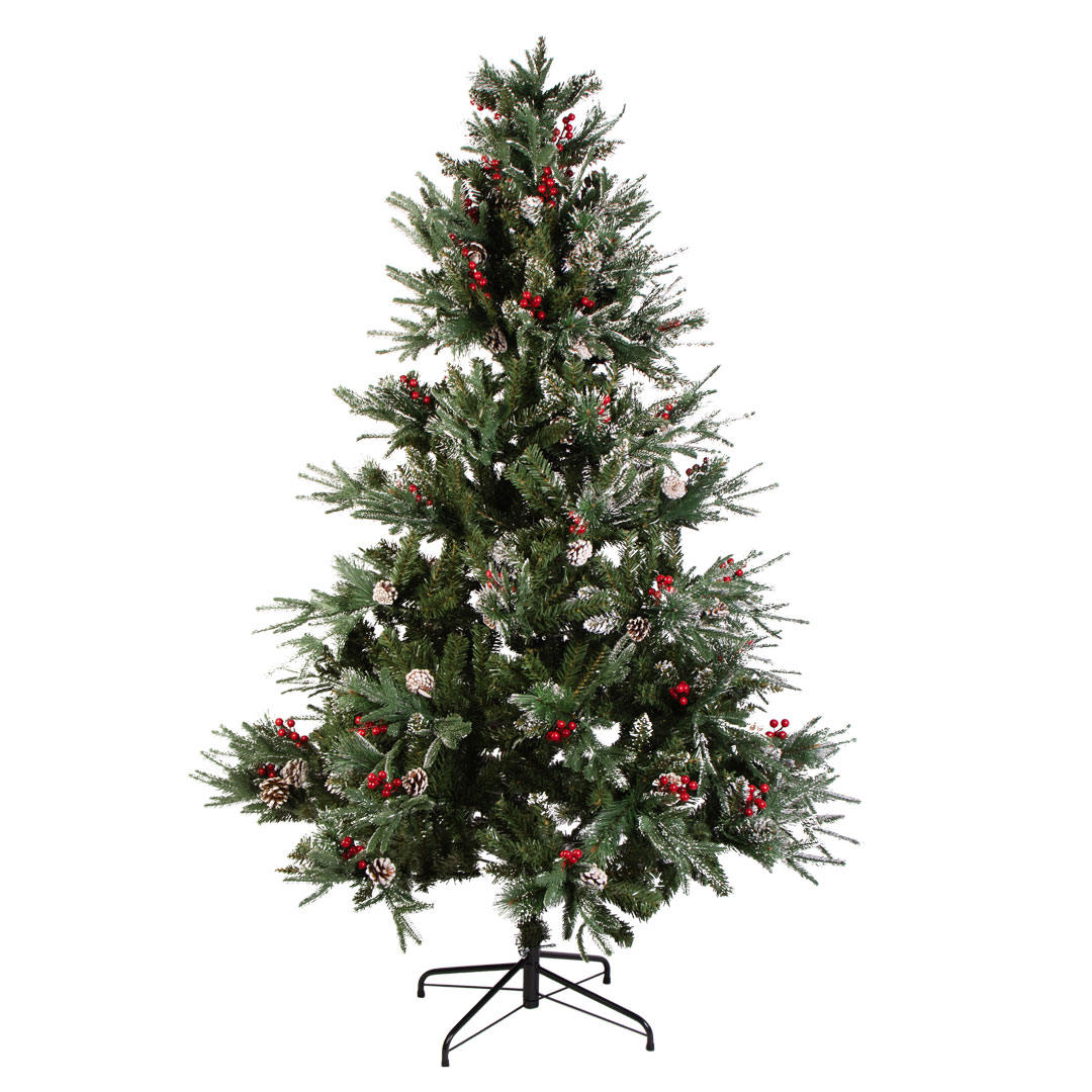 Новогодняя ель покрытая снегом и шишками Woodland Whisp 175 см +Подарок Санта 70 см — изображение 7