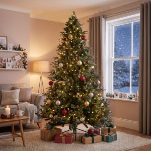 Новогодняя ель покрытая снегом и шишками Woodland Whisp 225 см