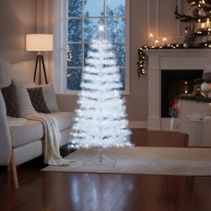 Белая ель с оптоволоконной подсветкой Crystal Light 150 см