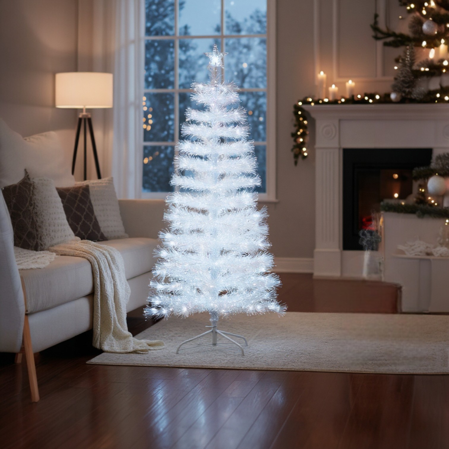 Белая ель с оптоволоконной подсветкой Crystal Light 150 см — изображение 2