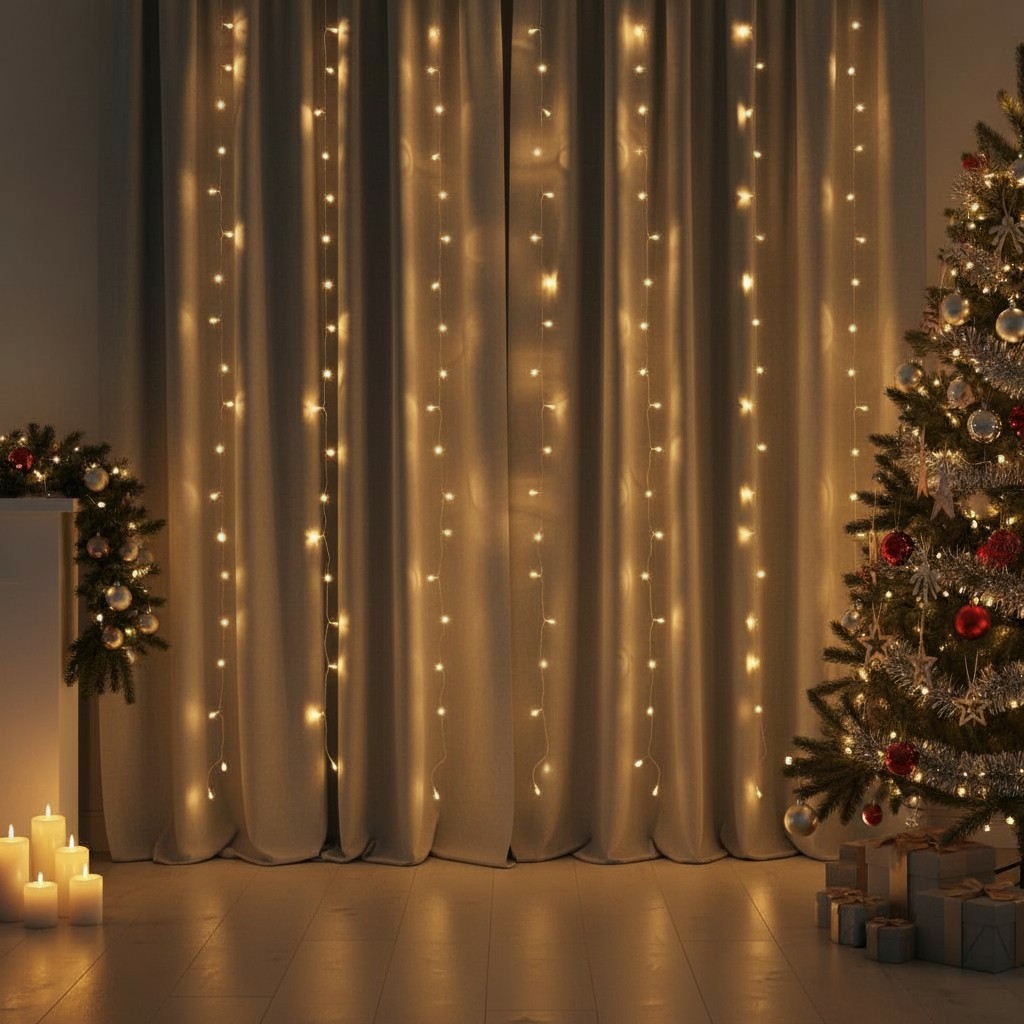 Светодиодная интерьерная электрогирлянда Роса Звездочки 3*2м Теплый белый