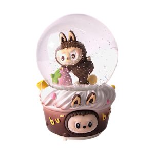 Снежный шар светящийся Лабубу 8см Кофейный