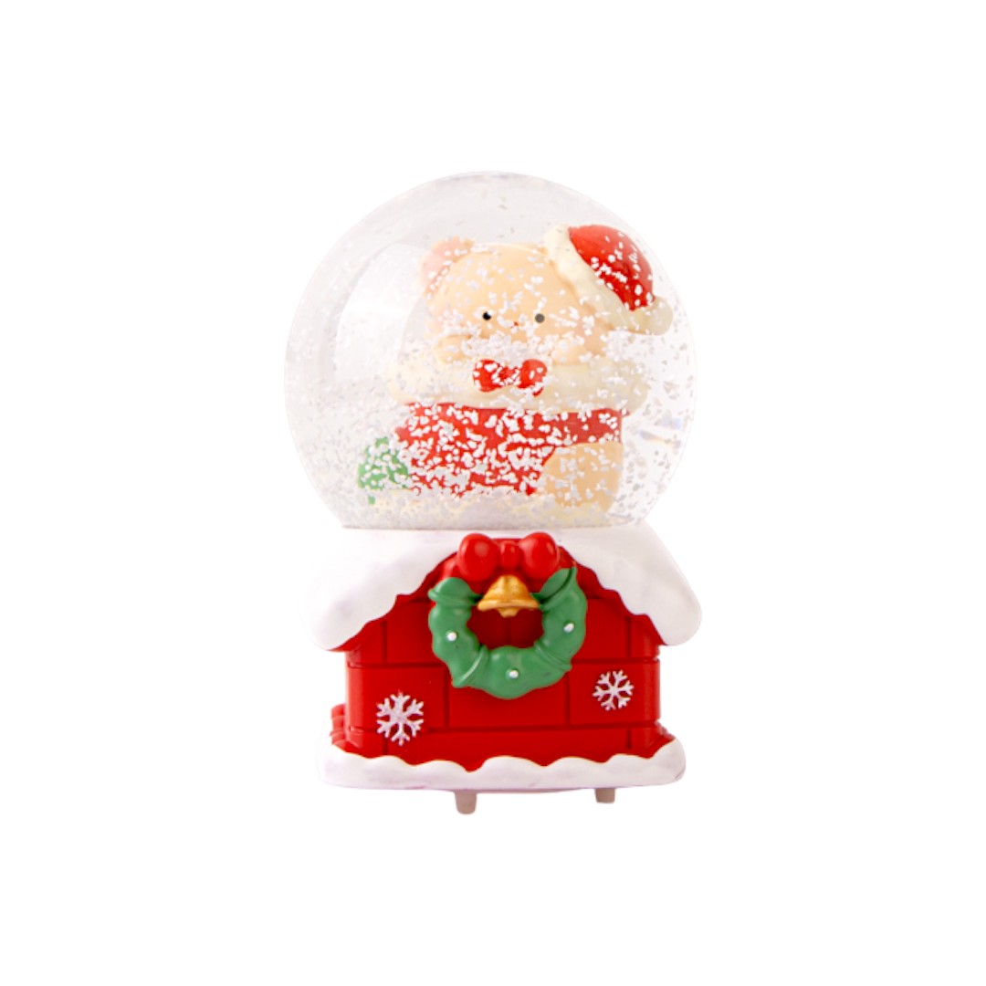 Снежный шар светящийся Новогодний котик в сапоге 6.5см