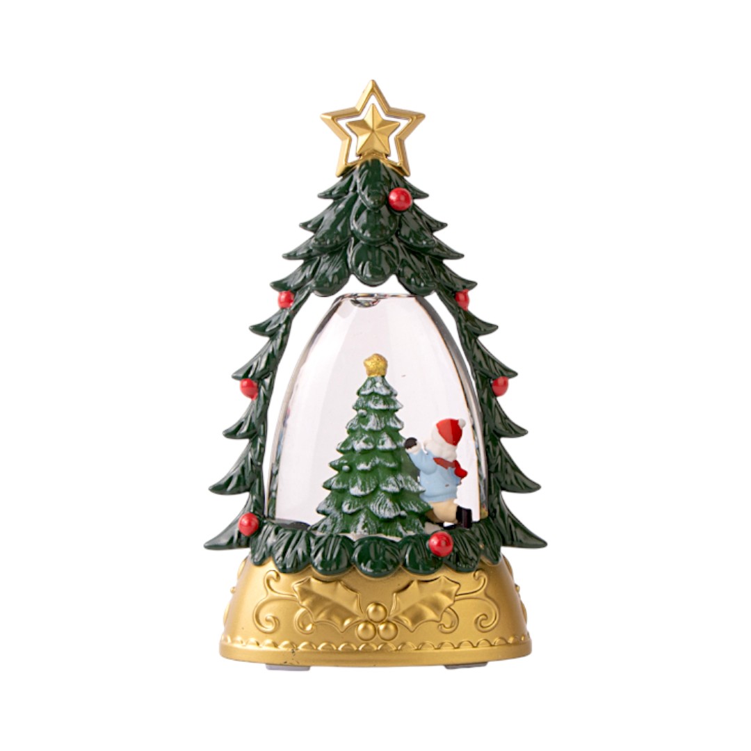 Снежный шар музыкальный Мальчик и елка 4,5 см Зеленый — изображение 2