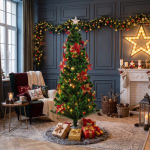Светодиодная ель с цветами Poinsettia Red 180 см