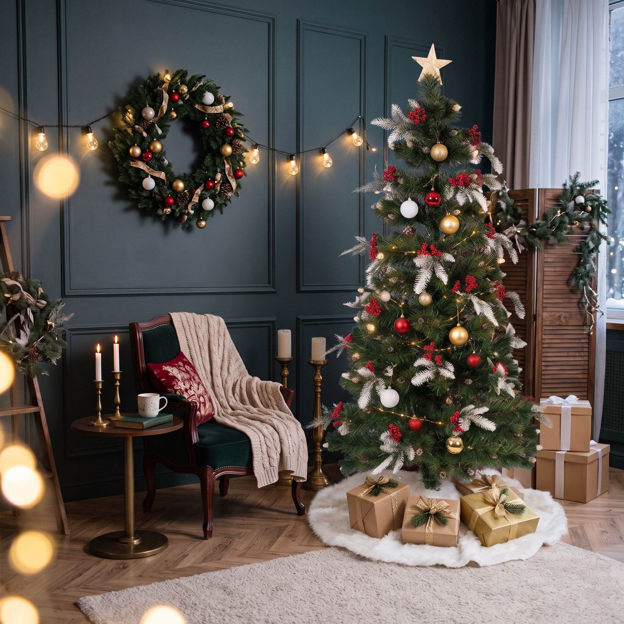 Светодиодная ель с ягодой и заиндевелыми ветвями Festive Delight 210 см