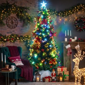 Светодиодная ель с цветами Poinsettia Red 210 см