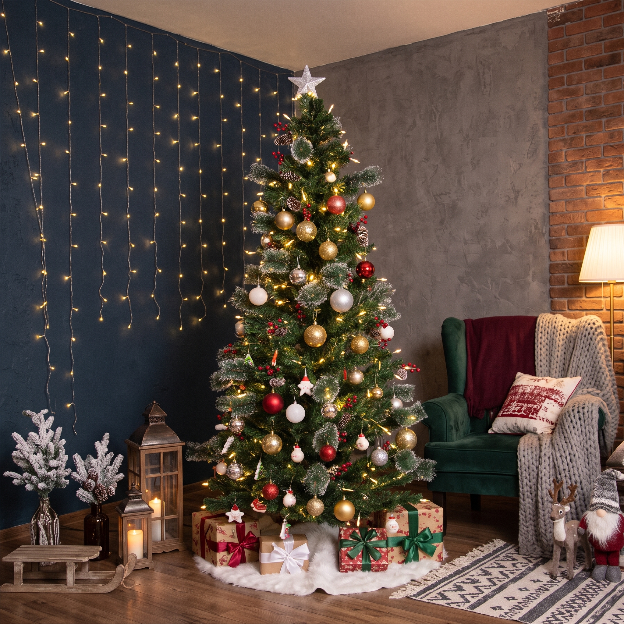 Светодиодная ель со светодиодами Starry Snowman Pine 180 см