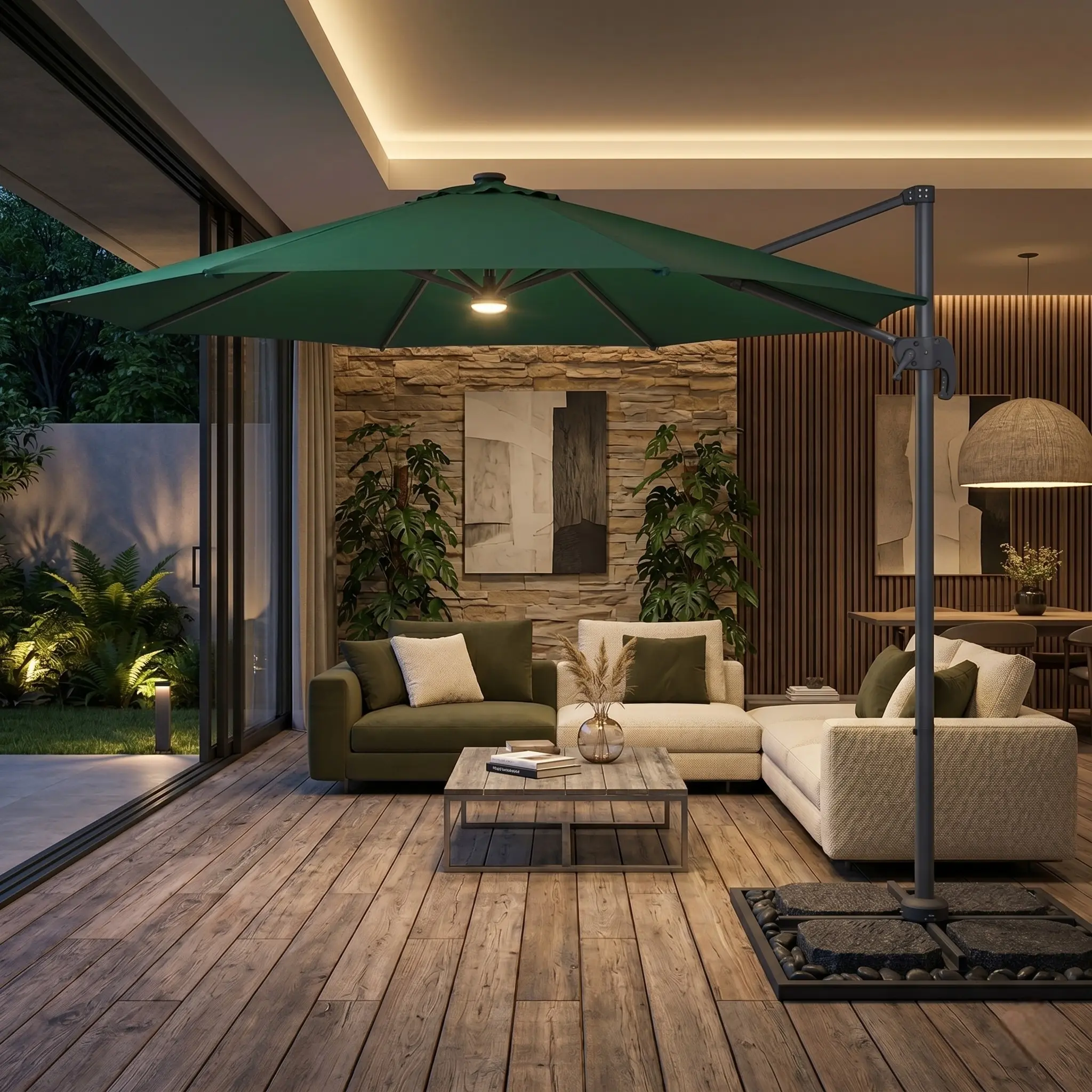 Садовый Зонт с подсветкой Luminary green, без утяжелителя