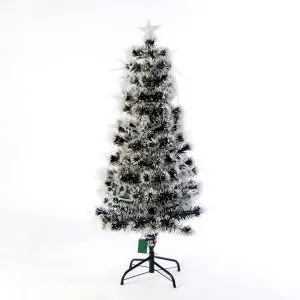 Новогодняя заснеженная ель со светодиодными бантами и оптоволокном Devouring Cold 120 см +2 декоративных оленя 40/50 см на выбор
