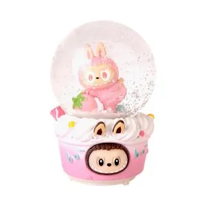 Снежный шар светящийся Лабубу 8см Розовый