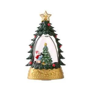 Снежный шар музыкальный Мальчик и елка 4,5 см Зеленый